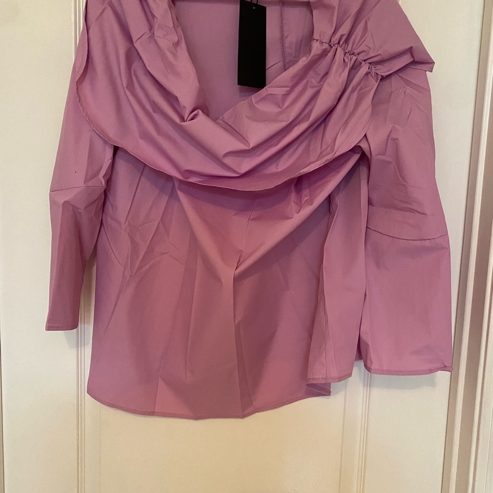 NWT Drop shoulder women’s blouse lavender pink in size XL FHQ collections
